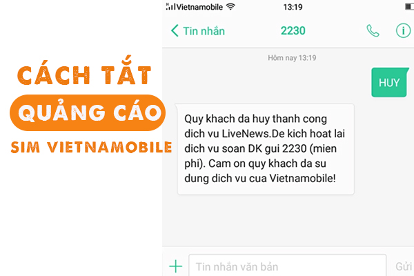 Hướng dẫn 2 cách tắt quảng cáo sim Vietnamobile miễn phí, đơn giản nhất 