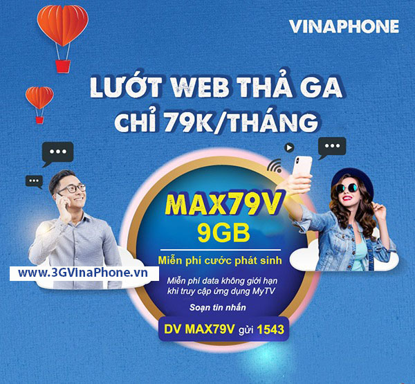 Đăng ký gói MAX79V Vinaphone có ngay 9Gb data + Miễn phí xem MyTV