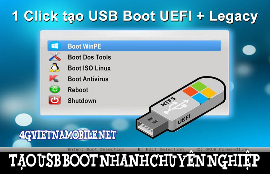 Hướng dẫn cách tạo USB BOOT và cách sử dụng USB BOOT nhanh nhất 