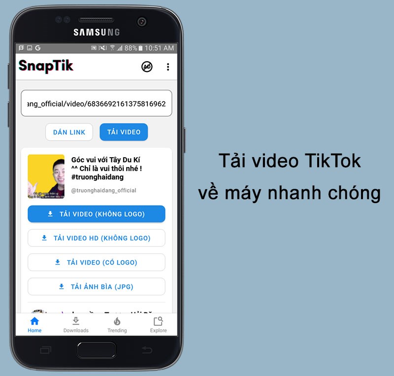 Snaptik: Tải video tiktok không có logo, hình mờ, watermark miễn phí