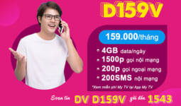 Đăng ký gói cước D159V Vinaphone nhận data, gọi và SMS thả ga cả tháng